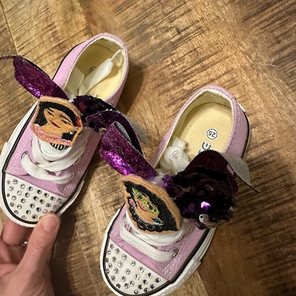 Purple bedazzled encanto inspired converse like toddler sneaker - Picture 3 of 4